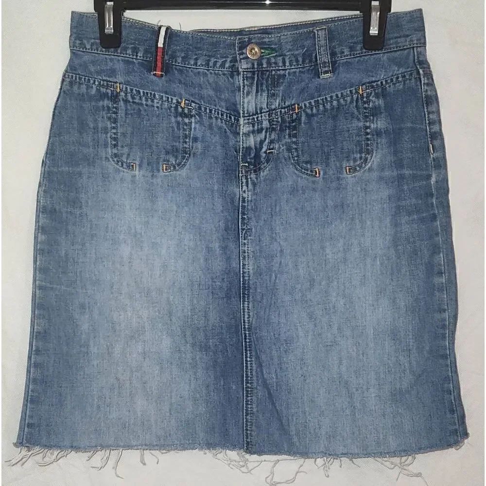 VTG Tommy Jeans Women's Denim Jean Mini Skirt Size 3 TOMMY HILFIGER Raw hem